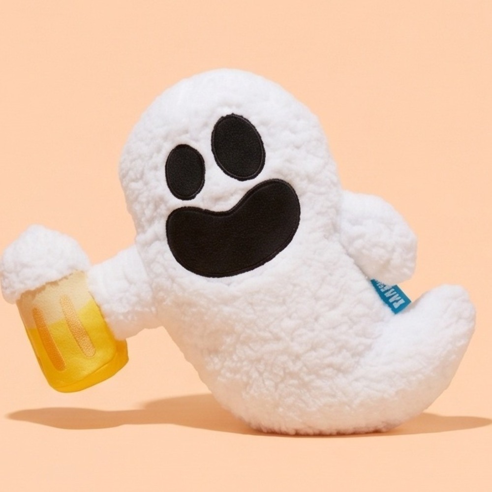 Bark Box Sheet Faced Ghost Beer Mug‎ Plush Squeaky Dog Toy Large Halloween NEW